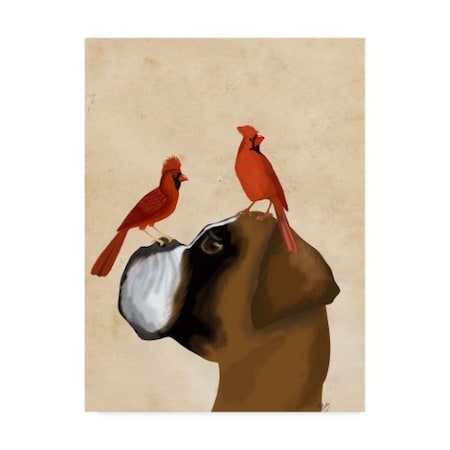 Fab Funky 'Boxer And Red Cardinals' Canvas Art,24x32